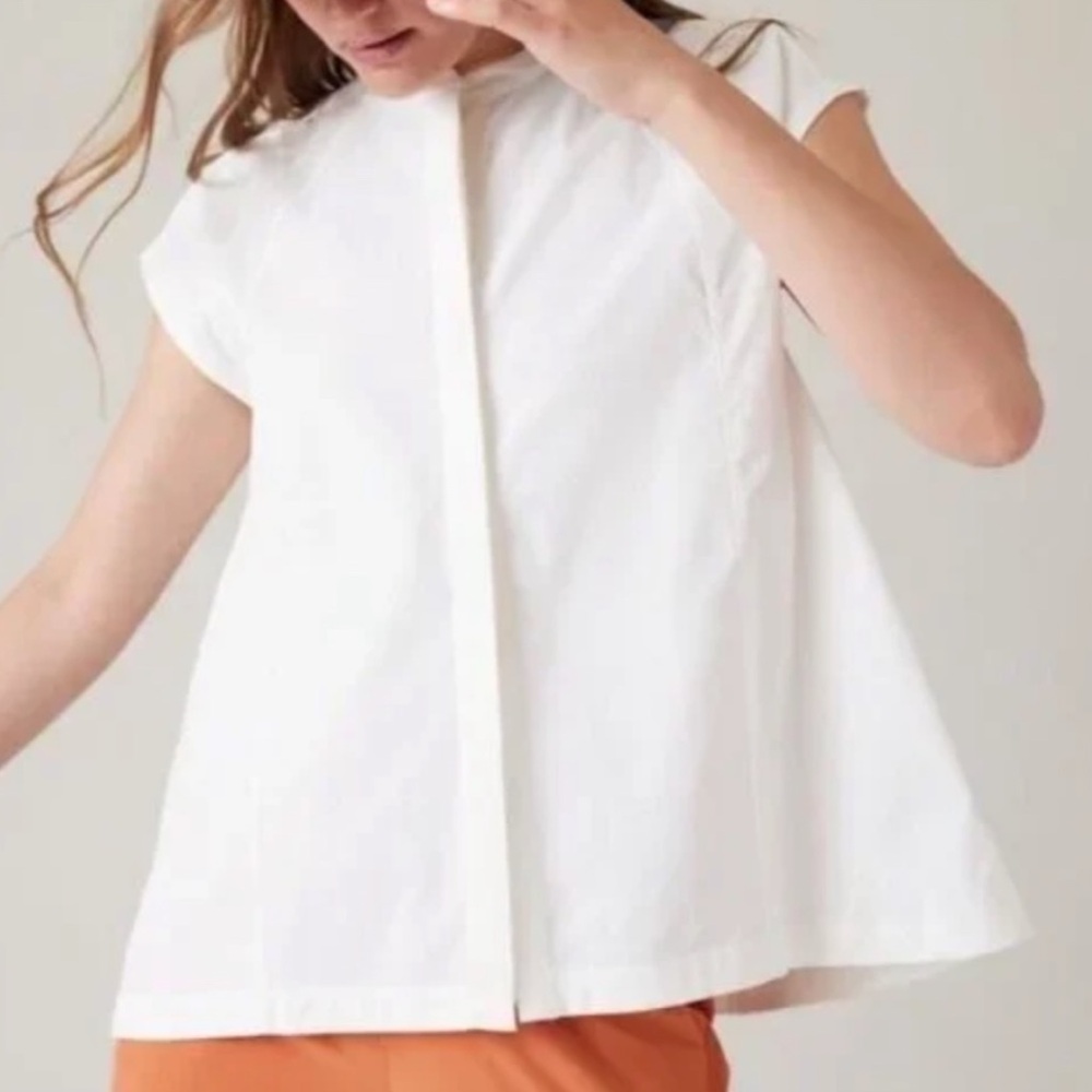 Athleta White Performance Polyester Button Down S… - image 1